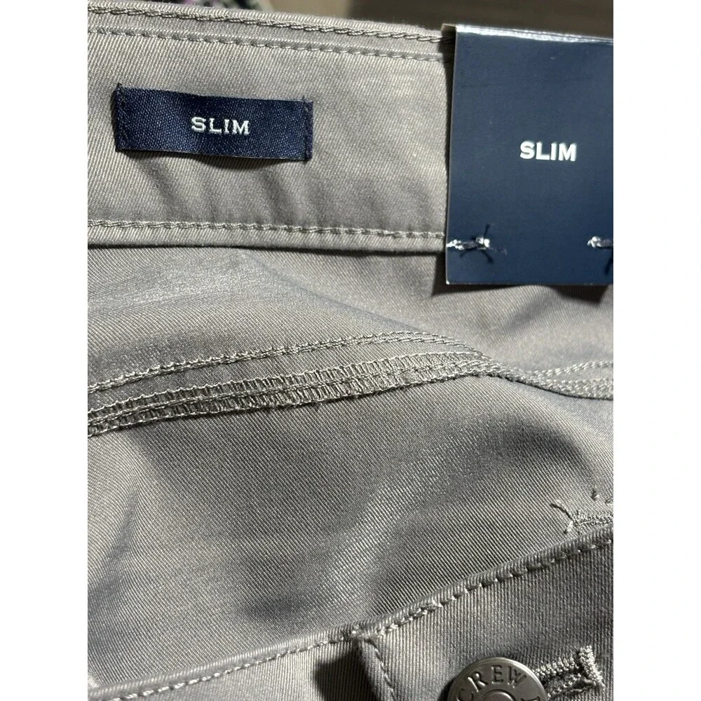 J.Crew Tech Pants Mens 33 30 Gray Slim Fit Flex Chino 5 Pocket Flat Front New